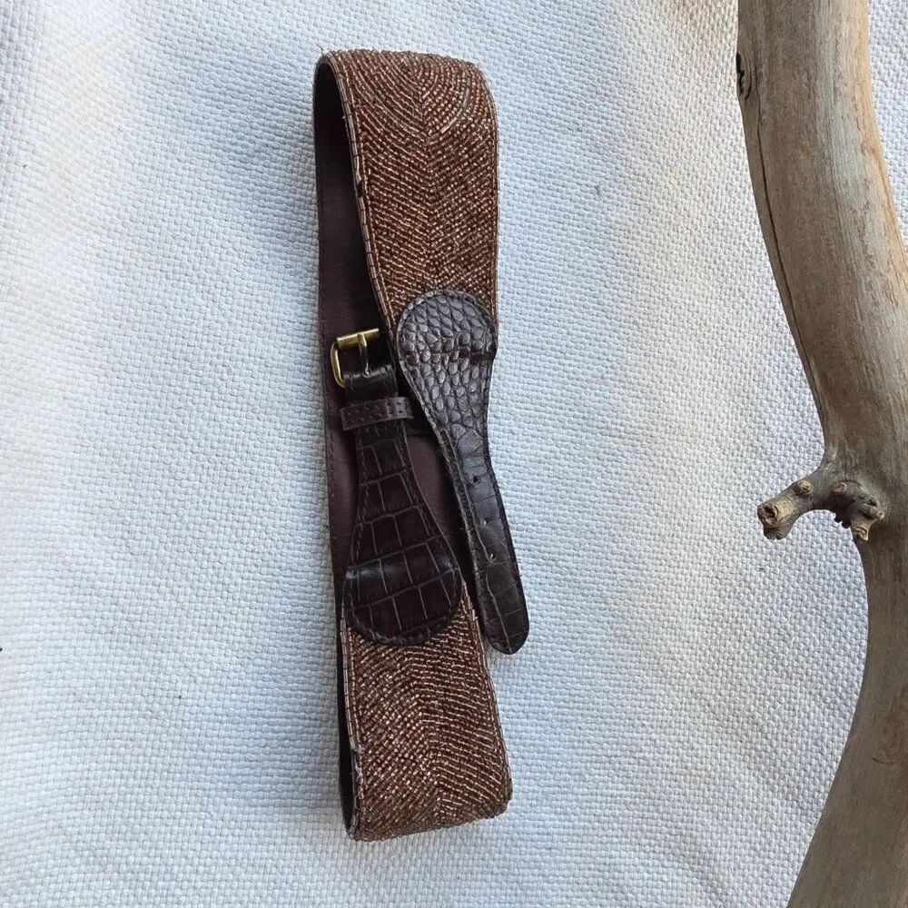 Jasper & Jeera Vintage Vibes beaded brown belt